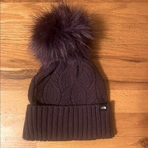 The North Face Oh Mega Pom Faux Fur Hat in Blackberry NWOT